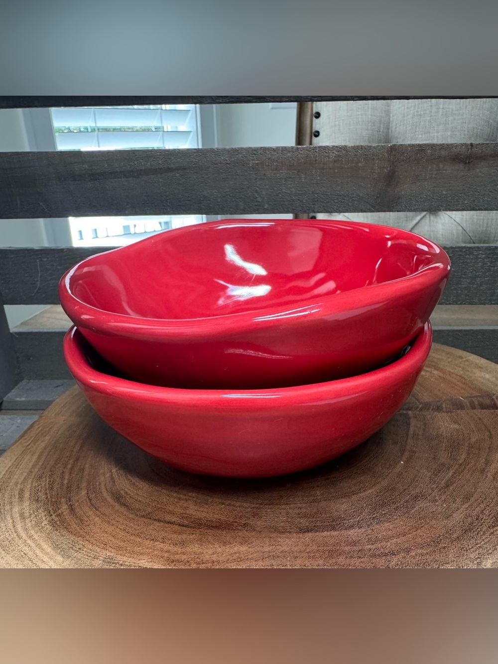 Signed SALLY RUSSELL Studio Pasta Bowls, Set of 2, Red